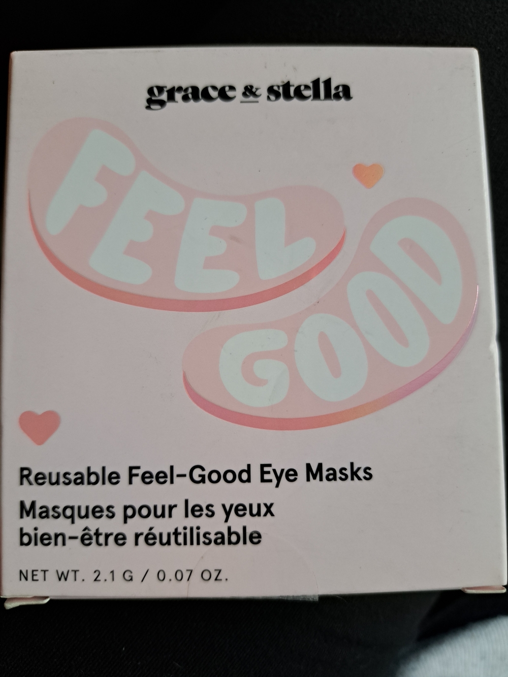 grace & stella Reusable Eye Masks - Light Pink/White Packaging